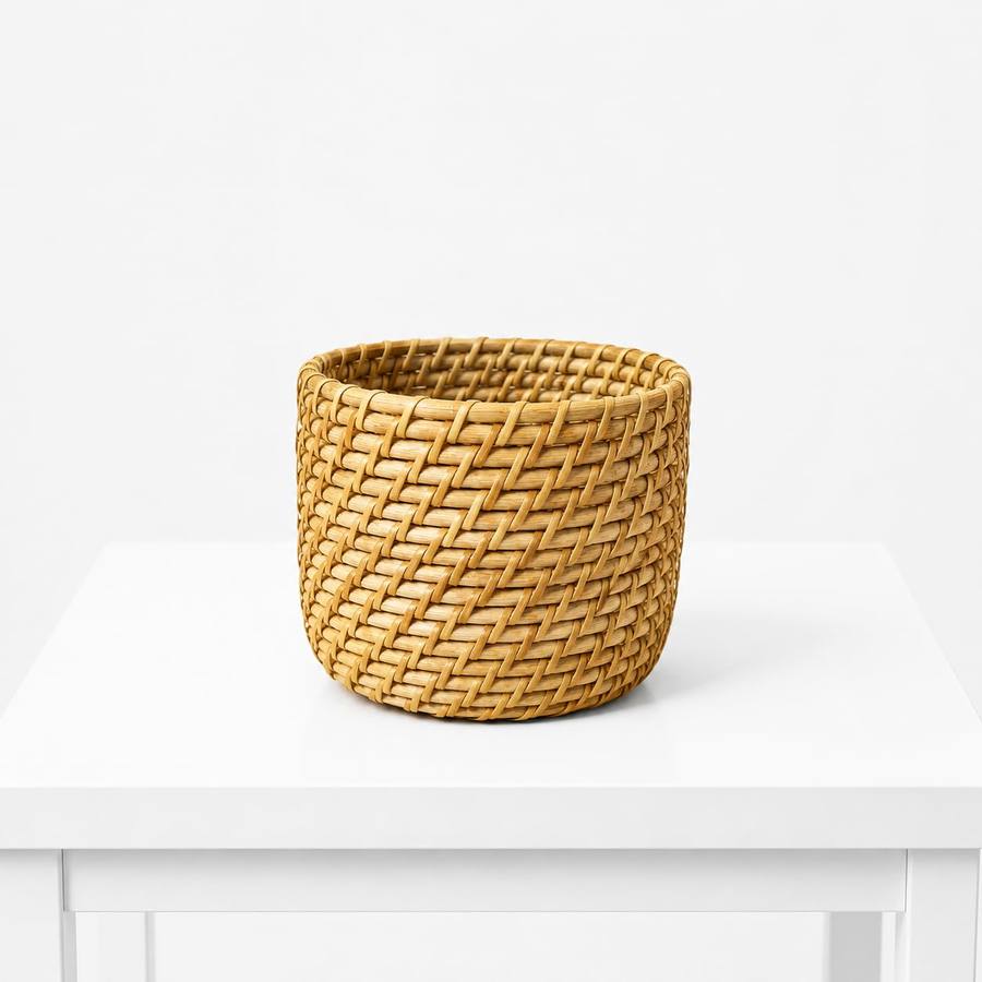 Handwoven Rattan Storage Basket for Remote Control, Glasses & Phone | Multipurpose Wicker Organizer Basket